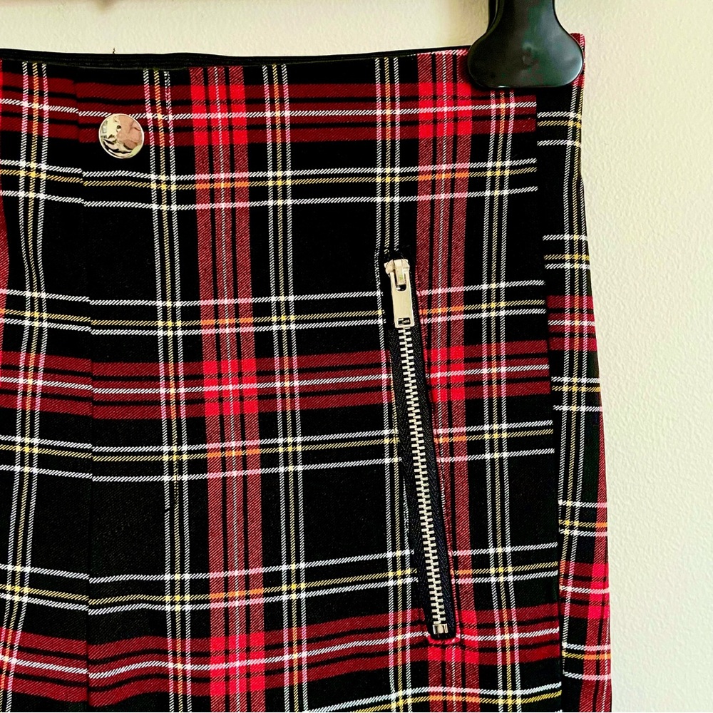 Zara Plaid Skinny Ankle Pants With Zipper Detail Size S EUC - Picture 7 of 10